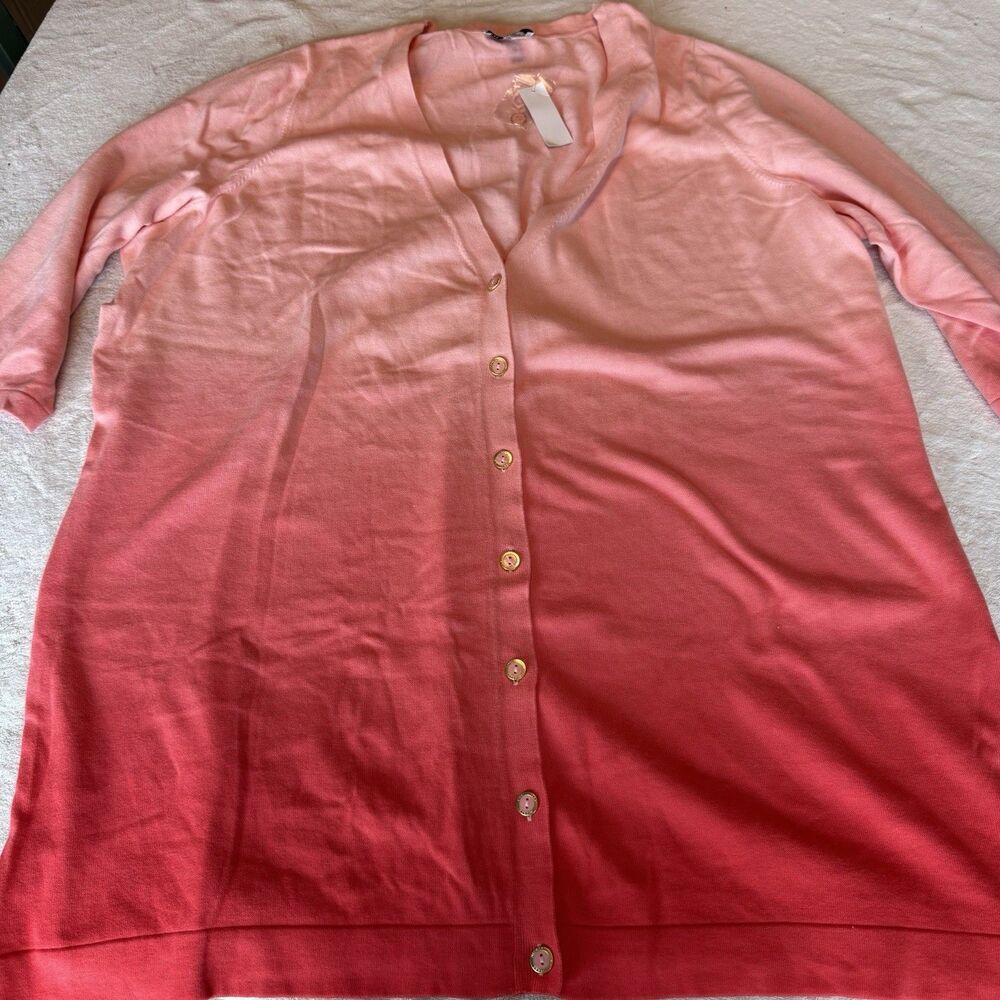 Isaac Mizrahi Live Women’s Plus 3X Lightweight V-Neck Ombre Cardigan Sweater NWT
